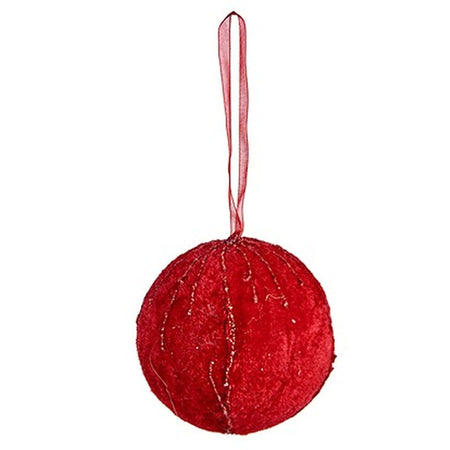 Lot de boules de Noël Polyester Rouge 8 x 8 x 8 cm (6 Unités) - Sapin Belge