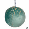 Lot de boules de Noël Polyester Turquoise 12 x 12 x 12 cm (4 Unités) - Sapin Belge