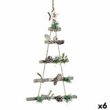 Décorations de Noël Sapin de Noël Marron Argenté Bois Plastique 34 x 5 x 65 cm (6 Unités) - Sapin Belge