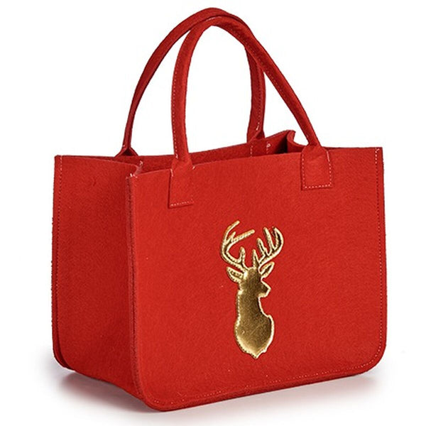 Sac de Noël Renne Rouge Doré 19 x 42 x 35 cm (12 Unités) - Sapin Belge