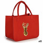 Sac de Noël Renne Rouge Doré 19 x 42 x 35 cm (12 Unités) - Sapin Belge