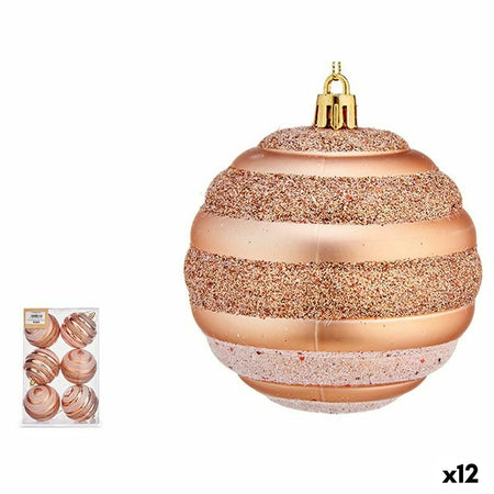 Lot de boules de Noël Cercles 8 cm Cuivre PVC (12 Unités) - Sapin Belge