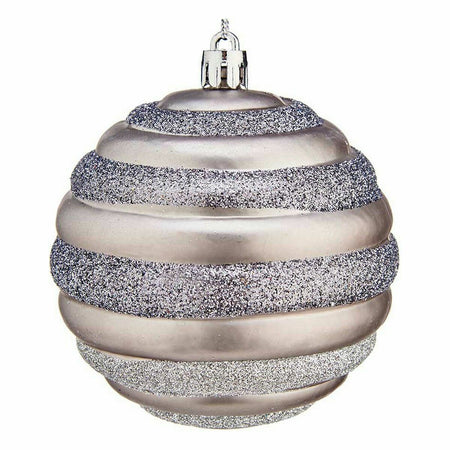 Lot de boules de Noël Cercles Argenté Plastique Ø 8 cm (12 Unités) - Sapin Belge