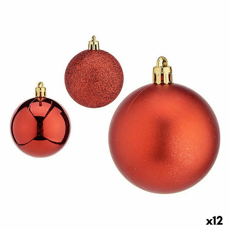 Lot de boules de Noël Ø 6 cm Rouge PVC (12 Unités) - Sapin Belge