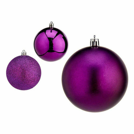 Lot de boules de Noël Violet Plastique 8 x 8 x 47 cm (12 Unités) - Sapin Belge
