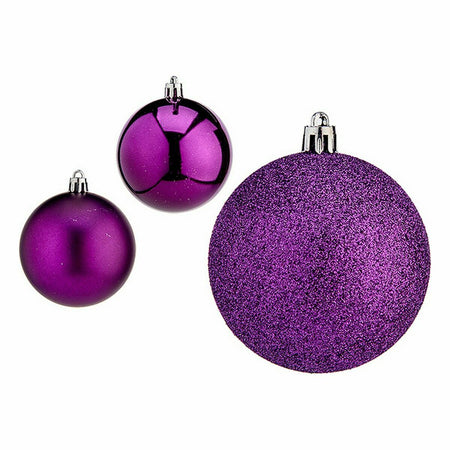 Lot de boules de Noël Violet Plastique 7 x 8 x 7 cm (12 Unités) - Sapin Belge