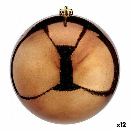 Boule de Noël Marron Plastique 20 x 20 x 20 cm (12 Unités) - Sapin Belge