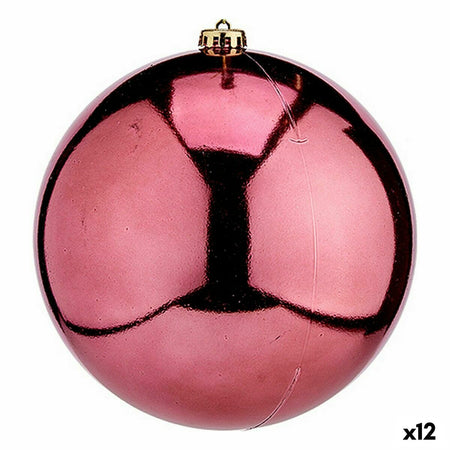 Boule de Noël Rose Plastique 20 x 21 x 20 cm (12 Unités) - Sapin Belge