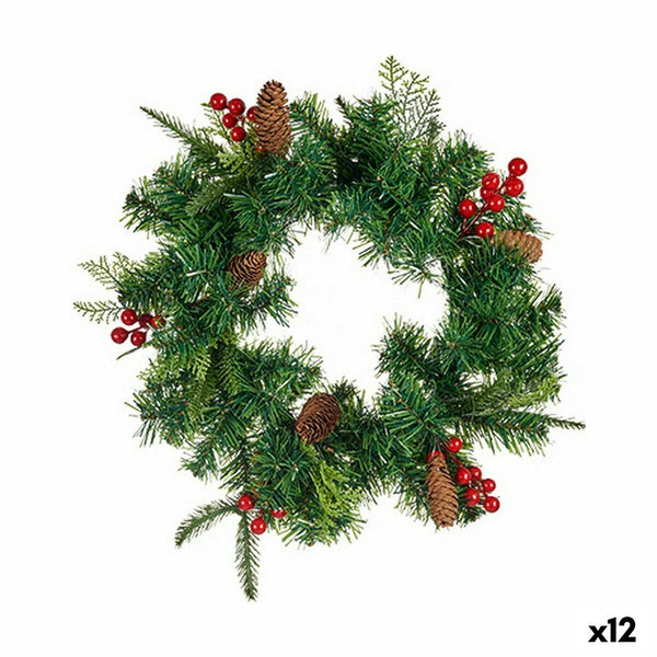 Couronne de Noël Ananas Fruits rouges Marron Rouge Vert Plastique 38 x 9 x 38 cm (12 Unités) - Sapin Belge