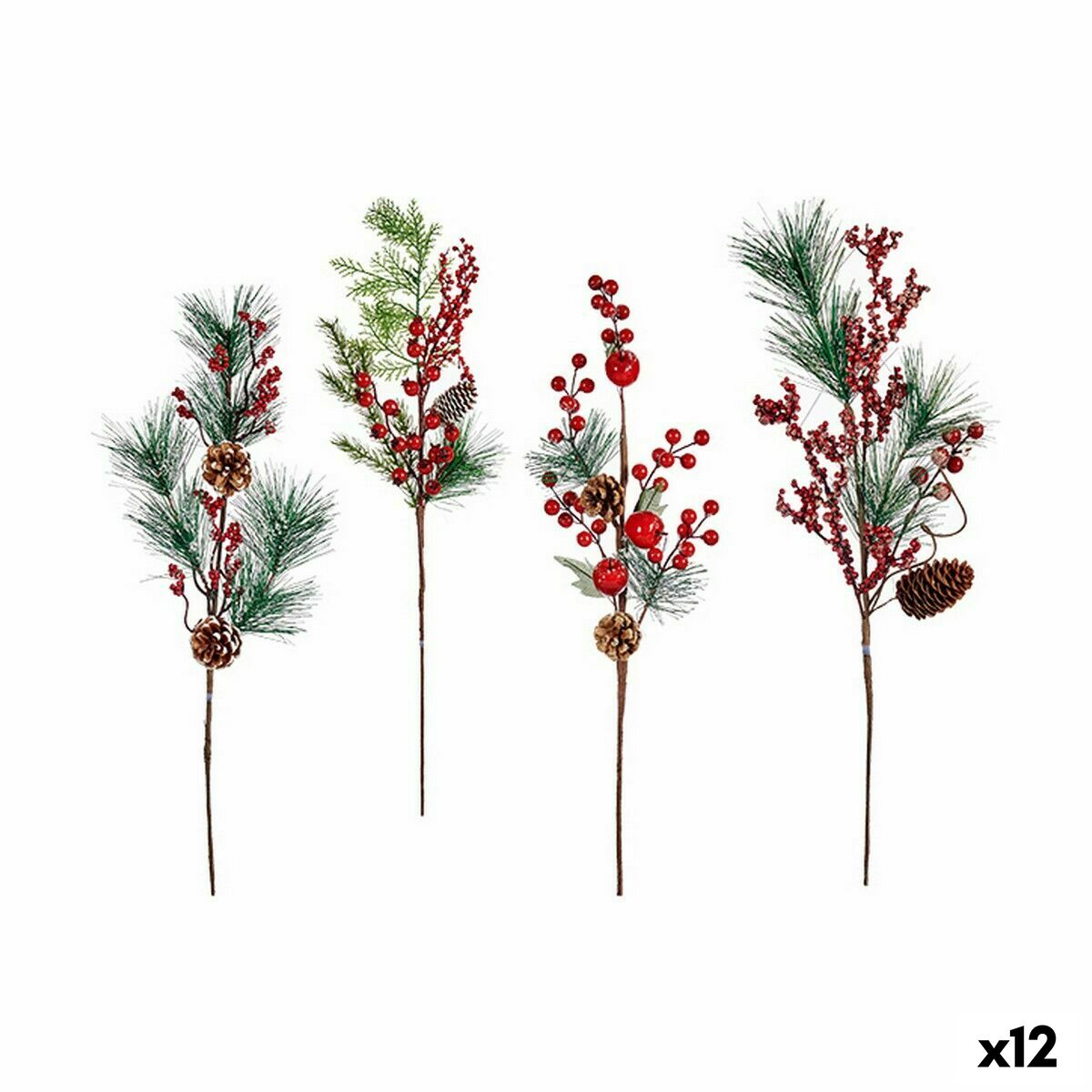 Branche Fruits rouges Marron Rouge Vert Plastique 13 x 56 x 6 cm (12 Unités) - Sapin Belge