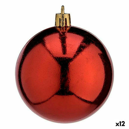 Lot de boules de Noël Rouge Plastique 7 x 8 x 7 cm (12 Unités) - Sapin Belge