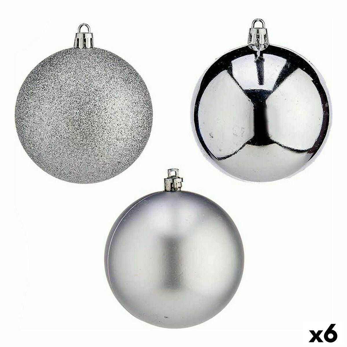 Lot de boules de Noël Argenté PVC Ø 8 cm (6 Unités) - Sapin Belge