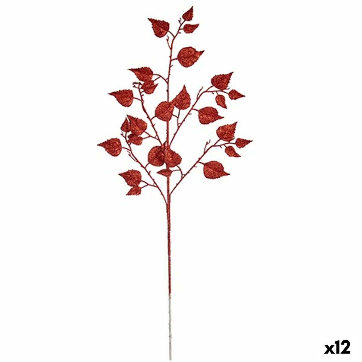 Branche Paillettes Rouge Plastique 42 x 73 x 3,5 cm (12 Unités) - Sapin Belge