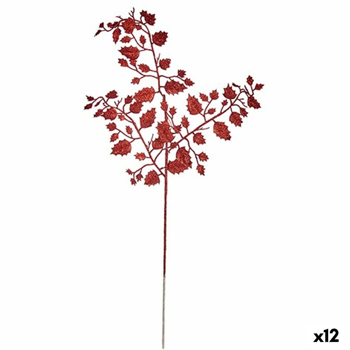 Branche Paillettes Rouge Métal Plastique 41 x 75 x 2,5 cm (12 Unités) - Sapin Belge