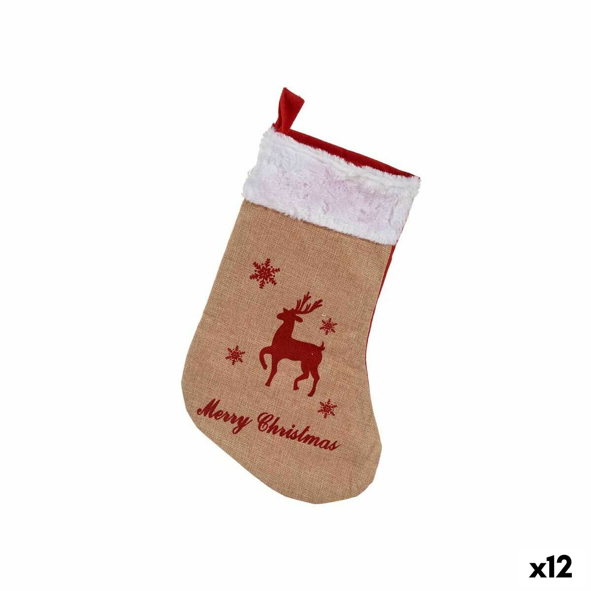 Décorations de Noël Chaussette de Noël Renne Marron 25 x 1,5 x 40 cm (12 Unités) - Sapin Belge