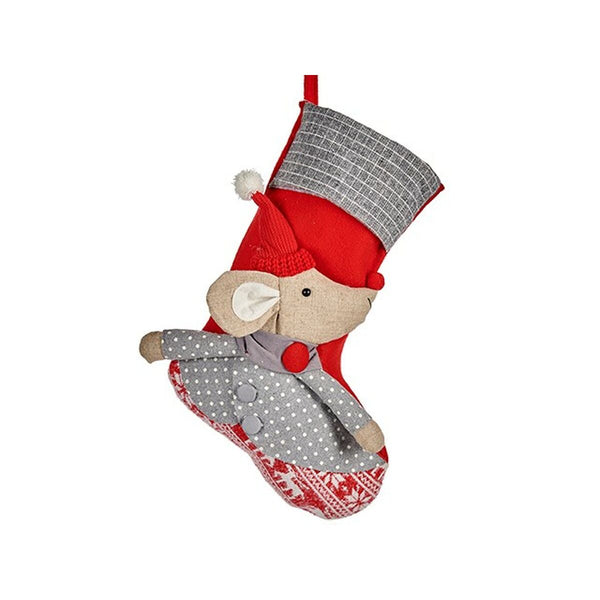 Décorations de Noël Chaussette de Noël Souris Rouge 33 x 4 x 50 cm (12 Unités) - Sapin Belge