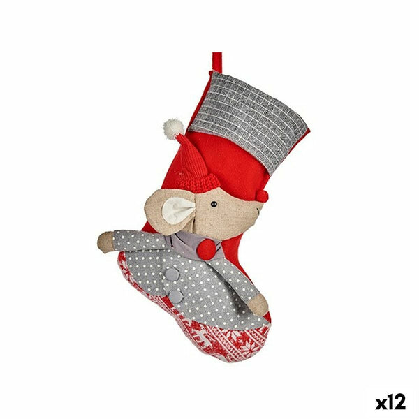 Décorations de Noël Chaussette de Noël Souris Rouge 33 x 4 x 50 cm (12 Unités) - Sapin Belge