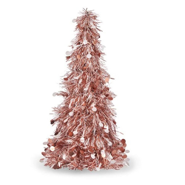 Figurine Décorative Sapin de Noël guirlande Blanc Rose polypropylène PET 18 x 31 x 18 cm (48 Unités) - Sapin Belge