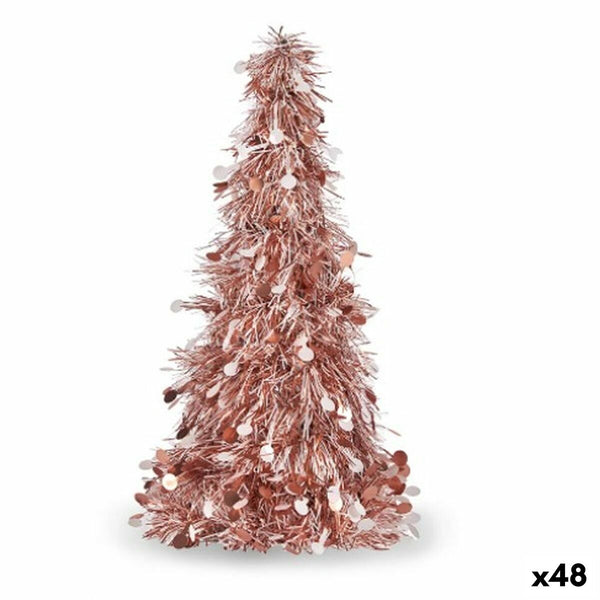 Figurine Décorative Sapin de Noël guirlande Blanc Rose polypropylène PET 18 x 31 x 18 cm (48 Unités) - Sapin Belge