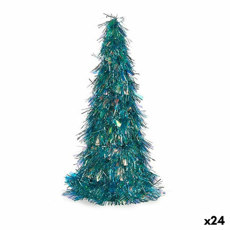 Figurine Décorative Sapin de Noël guirlande Bleu polypropylène PET 24 x 46 x 24 cm (24 Unités) - Sapin Belge