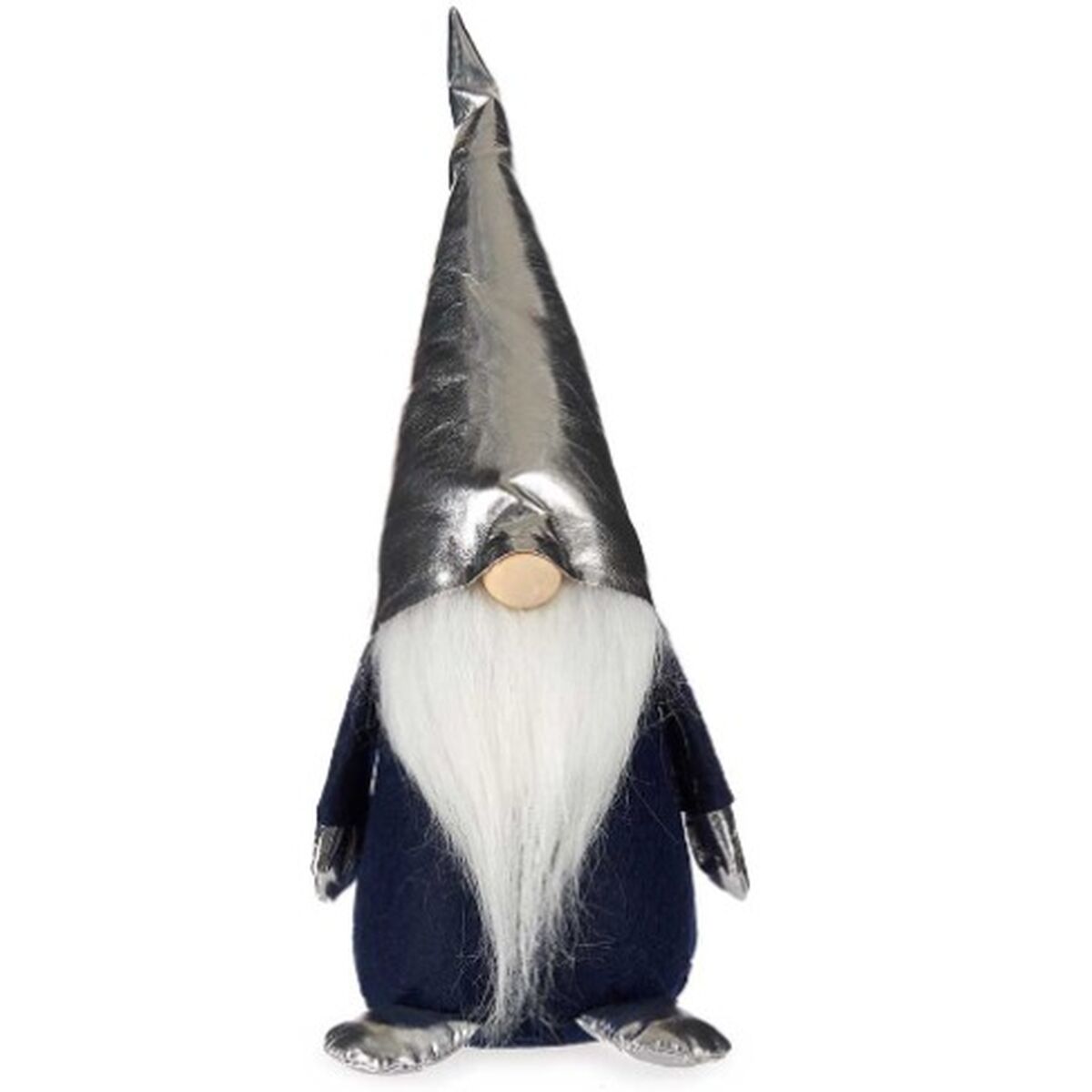 Figurine Décorative Gnome Blanc Noir Argenté Polyester Bois Sable 12 x 32 x 13 cm (24 Unités) - Sapin Belge