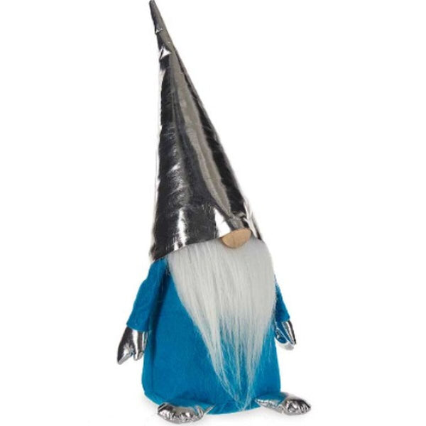 Figurine Décorative Gnome Bleu Blanc Argenté Polyester Bois Sable 12 x 32 x 13 cm (24 Unités) - Sapin Belge