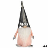 Figurine Décorative Gnome Blanc Rose Argenté Polyester Bois Sable 12 x 34 x 13 cm (24 Unités) - Sapin Belge