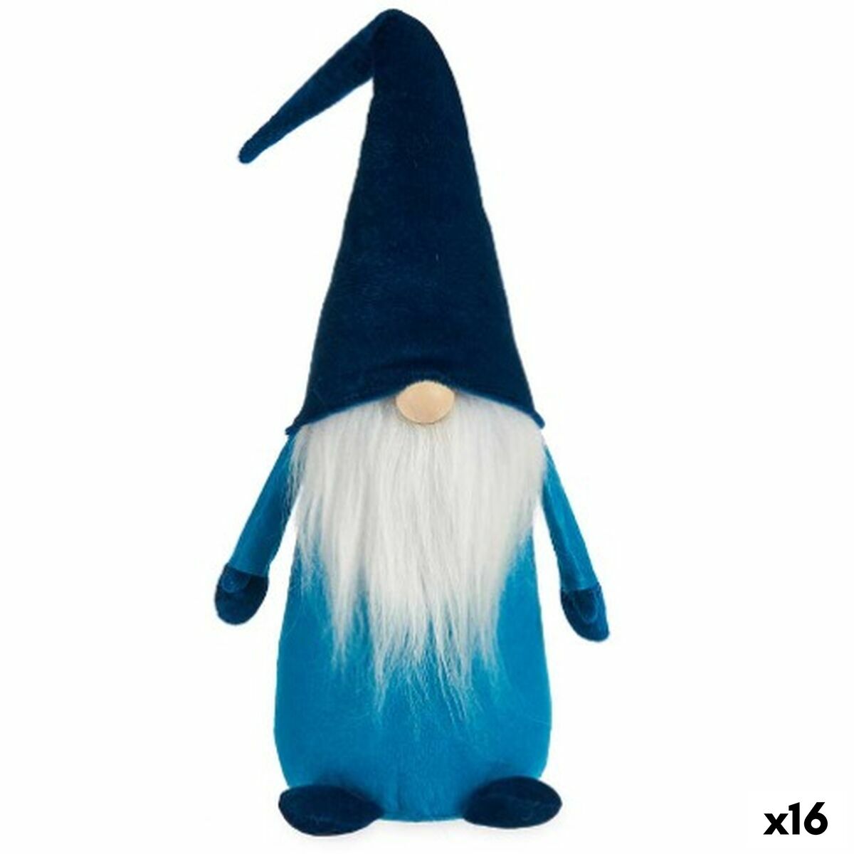 Figurine Décorative Gnome Bleu Blanc Polyester Bois Sable 14 x 48 x 17,5 cm (16 Unités) - Sapin Belge