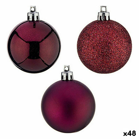 Lot de boules de Noël Violet Plastique 5 x 6 x 5 cm (48 Unités) - Sapin Belge