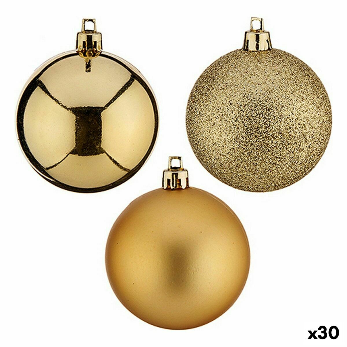 Lot de boules de Noël Doré Plastique 6 x 7 x 6 cm (30 Unités) - Sapin Belge