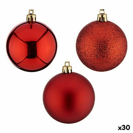 Lot de boules de Noël Rouge Plastique 6 x 7 x 6 cm (30 Unités) - Sapin Belge