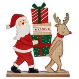 Figurine Décorative Père Noël Renne Marron Rouge Vert Bois 5 x 26 x 22 cm (12 Unités) - Sapin Belge