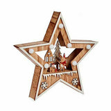 Figurine Décorative Étoile Lumière Blanc Marron Bois 4,5 x 25 x 26 cm (12 Unités) - Sapin Belge