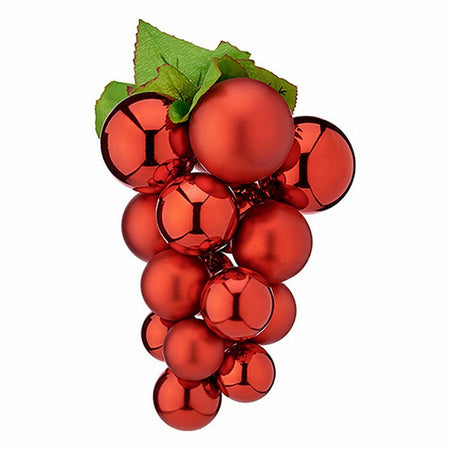 Boule de Noël Raisins Moyen Rouge Plastique 18 x 18 x 28 cm (12 Unités) - Sapin Belge