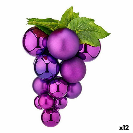 Boule de Noël Raisins Moyen Violet Plastique 19 x 28 x 19 cm (12 Unités) - Sapin Belge