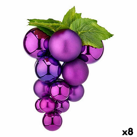 Boule de Noël Raisins Grand Violet Plastique 22 x 33 x 22 cm (8 Unités) - Sapin Belge