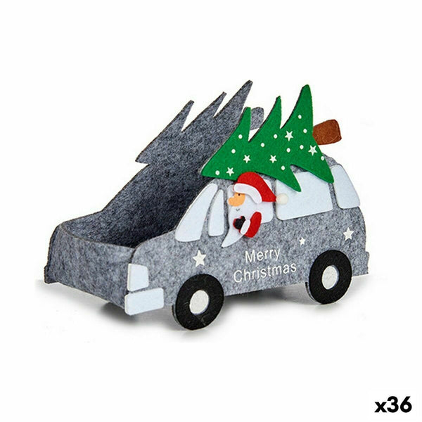 Panier décoratif Voiture Père Noël Gris 10,5 x 15 x 20,5 cm (36 Unités) - Sapin Belge