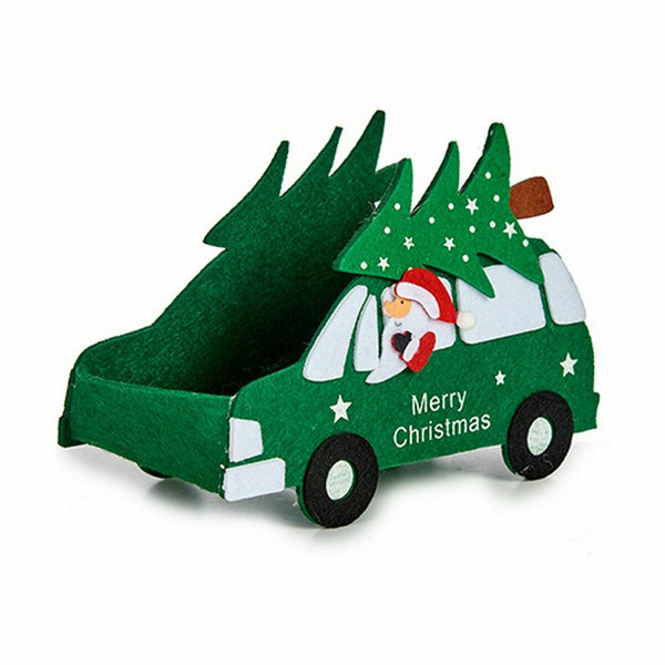 Panier décoratif Voiture Père Noël Vert 10,5 x 15 x 20,5 cm (36 Unités) - Sapin Belge