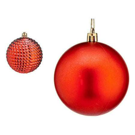 Lot de boules de Noël Rouge Plastique 8 x 9 x 8 cm (6 Unités) - Sapin Belge