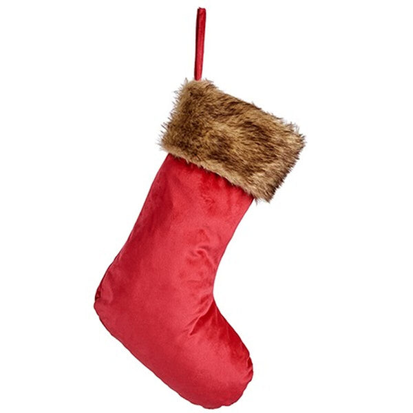 Décorations de Noël Chaussette de Noël Velours Rouge 27 x 3 x 46 cm (24 Unités) - Sapin Belge