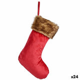 Décorations de Noël Chaussette de Noël Velours Rouge 27 x 3 x 46 cm (24 Unités) - Sapin Belge