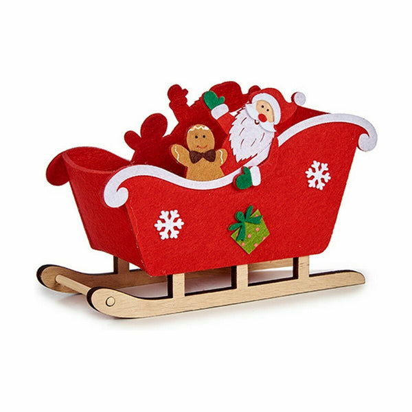 Panier décoratif Père Noël Traîneau Rouge Bois 22,5 x 15 x 7,5 cm (36 Unités) - Sapin Belge