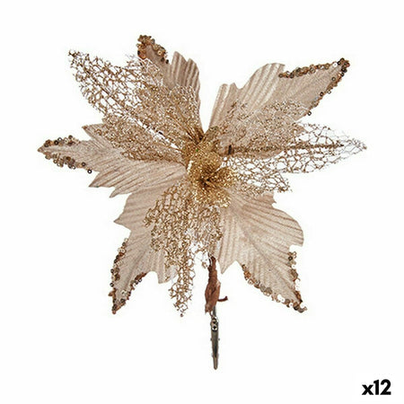 Fleur décorative champagne Plastique 27 x 29 x 23 cm (12 Unités) - Sapin Belge