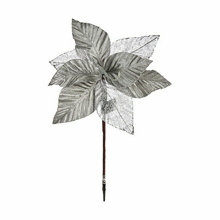 Fleur décorative Argenté Plastique 24 x 27,5 x 1,5 cm (12 Unités) - Sapin Belge
