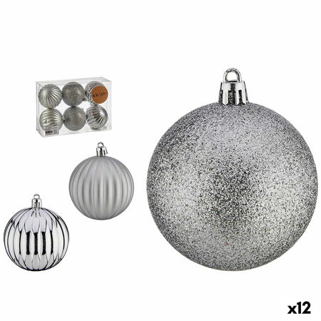 Lot de boules de Noël Argenté PVC Ø 7 cm (12 Unités) - Sapin Belge