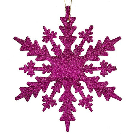 Décorations de Noël Flocons de neige Fuchsia Plastique Paillettes 15 x 15 x 0,2 cm (24 Unités) - Sapin Belge