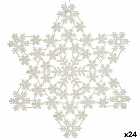 Décorations de Noël Étoile Blanc 31,5 x 32 x 0,1 cm (24 Unités) - Sapin Belge