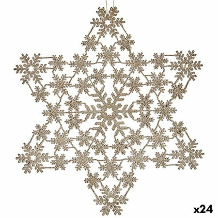 Décorations de Noël Étoile champagne 31,5 x 32 x 0,1 cm (24 Unités) - Sapin Belge