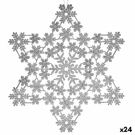 Décorations de Noël Étoile Argenté 31,5 x 32 x 0,1 cm (24 Unités) - Sapin Belge