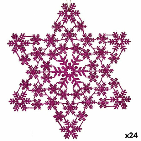 Décorations de Noël Étoile Fuchsia 29 x 0,1 x 32 cm (24 Unités) - Sapin Belge